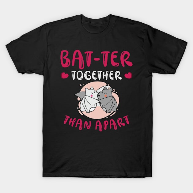 Valentine's Day Cuddling Cute Bats Couple T-Shirt by Tom´s TeeStore